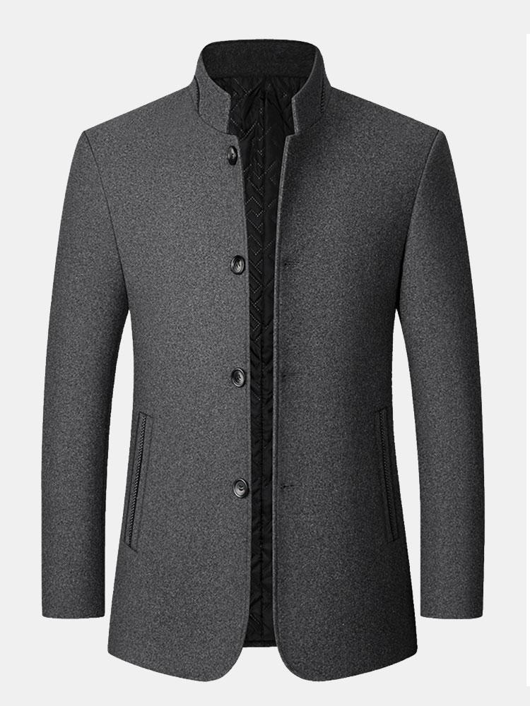 Stand Collar Wool Blended Blazer