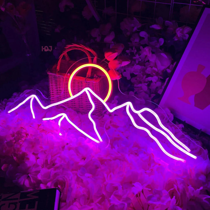 LED Mountain & Sun Neon Light Sign