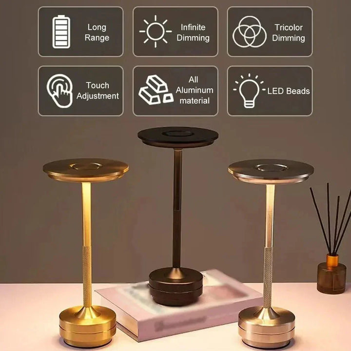 Minimalist Metallic LED Cordless Table Lamp