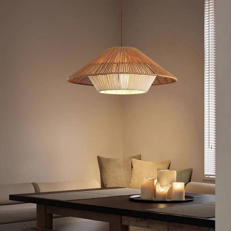 Japanese pendant light made from wickerwork