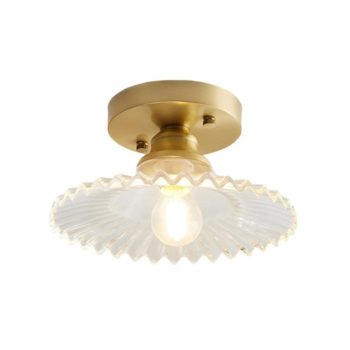 Vintage Clear Glass Ribbed Petal Ceiling Light