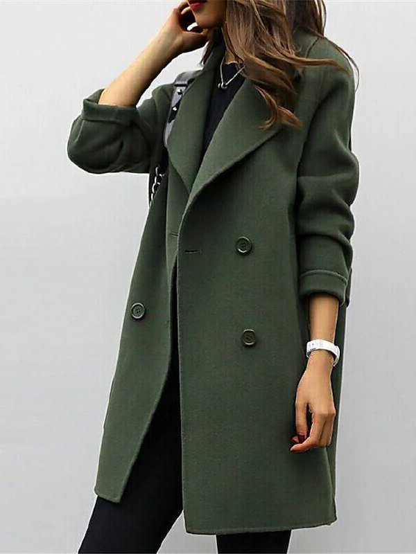 Classic Wool Blend Double-Breasted Coat